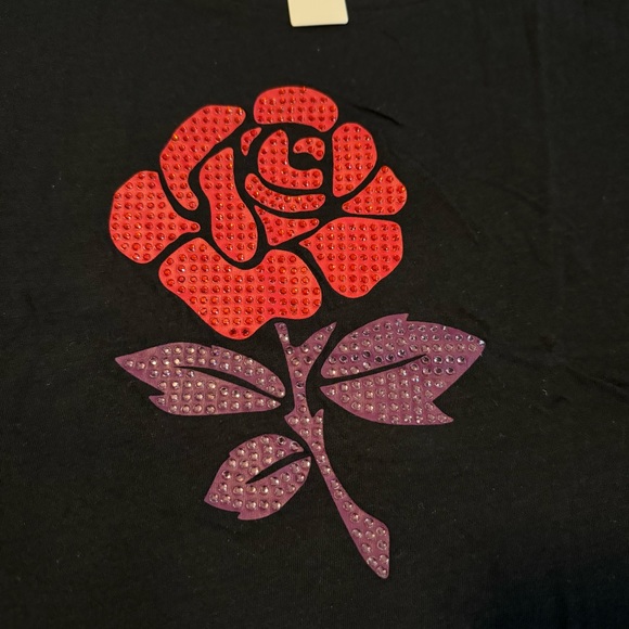 Victoria's Secret PINK Girlfriend Cropped Bling Tee Shirt Black Size Large - Picture 3 of 12